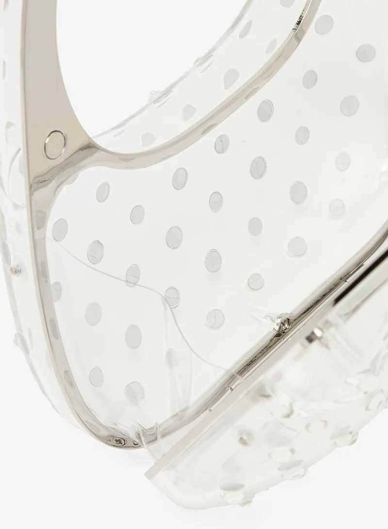 Namshi x White Clear Transparent Diamonte Embellished Statement Clutch for Women | Best Price UAE